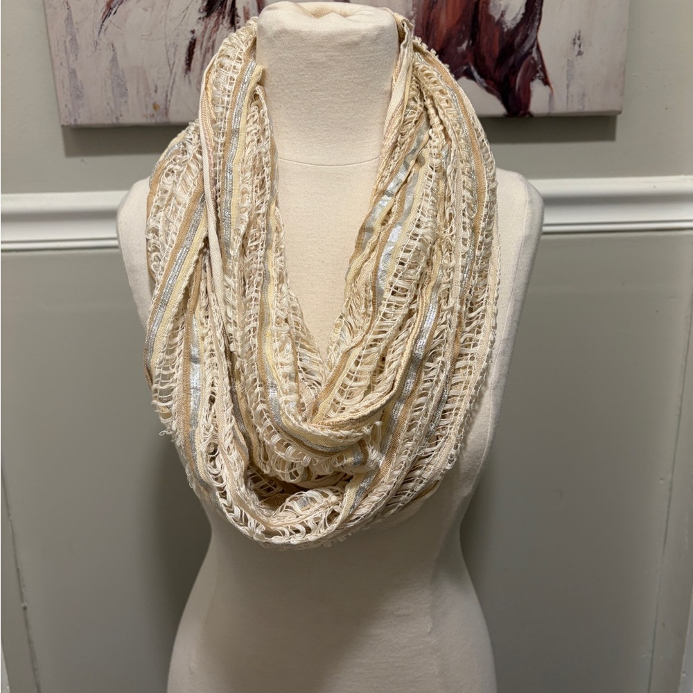 Apt. 9 Cream and Silver Textured Infinity Scarf
